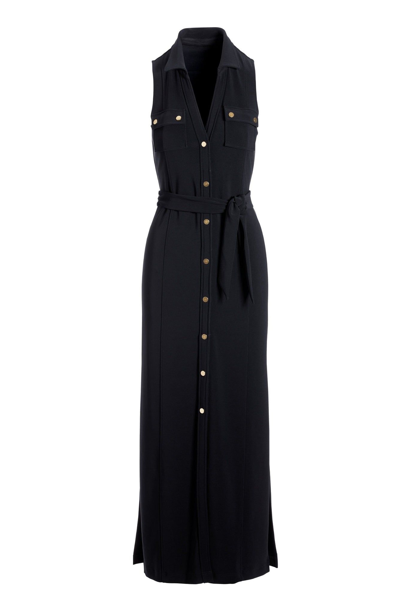 Beyond Travel Button Front Collared Maxi Dress Jet Black sold by Boston Proper product image thumbnail 2