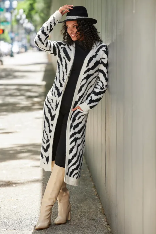 Zebra Jacquard Duster Black/White sold by Boston Proper