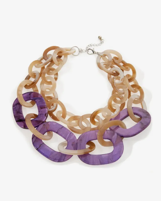 Chunky Chain Layered Necklace Purple Multi sold by Boston Proper