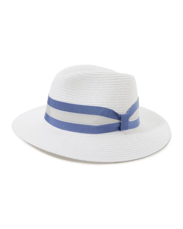 Fedora Straw Hat White/Blue sold by Boston Proper