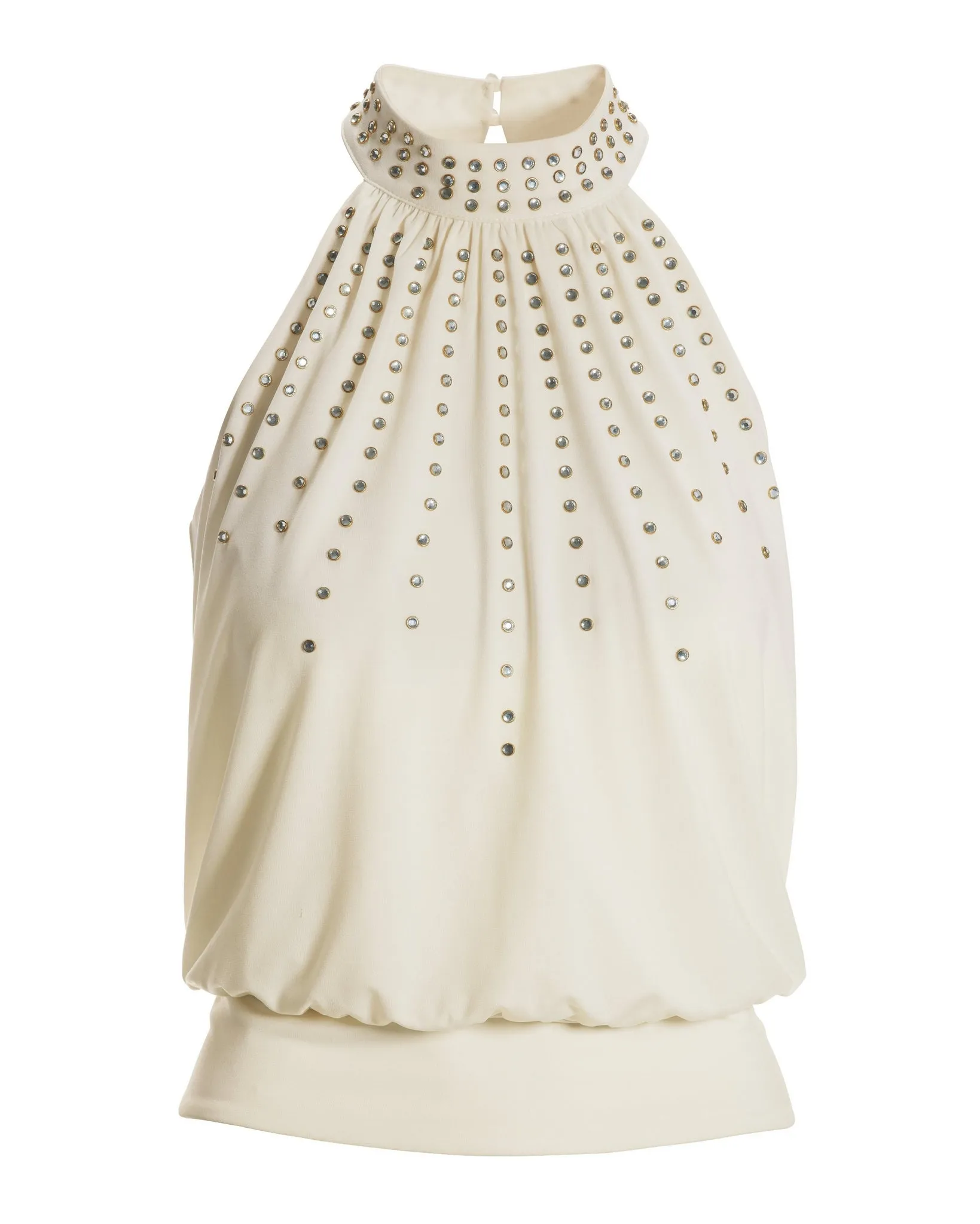 So Chic Embellished High Neck Blouson Top Off White sold by Boston Proper product image thumbnail 2