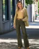 Malibu Wide Leg Five Pocket Faux Leather Pant Olive sold by Boston Proper