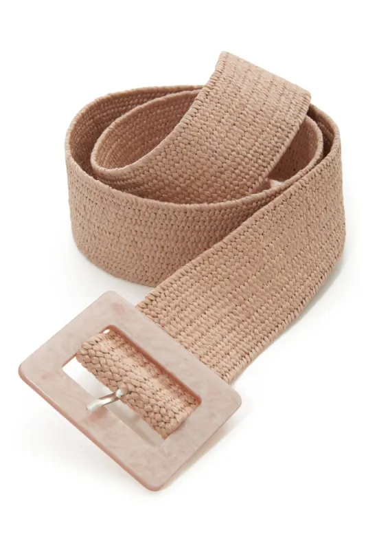 Pearl Buckle Woven Belt Blush sold by Boston Proper