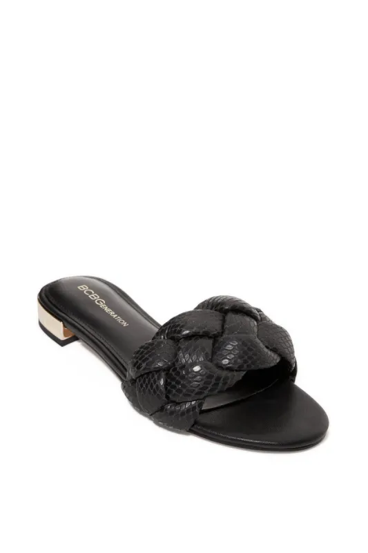 Woven Braided Flat Sandal Black sold by Boston Proper