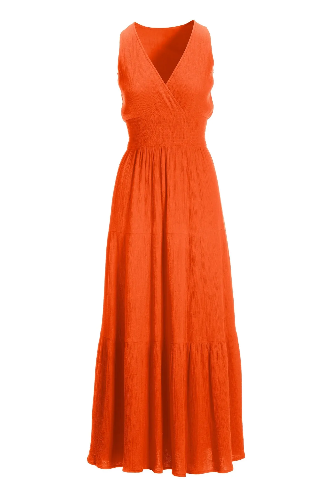 V Neck Smocked Maxi Dress Red sold by Boston Proper product image thumbnail 2