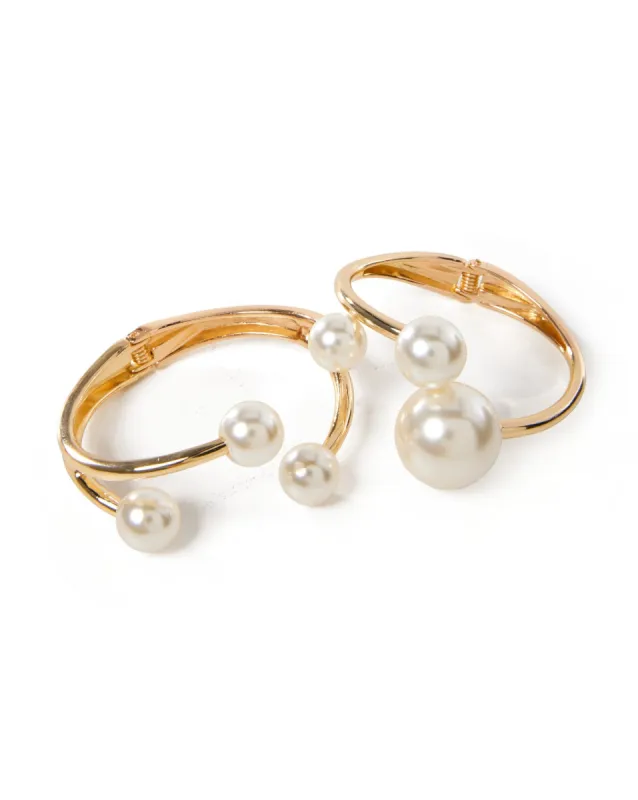 Pearl Bangle Set White/Gold sold by Boston Proper