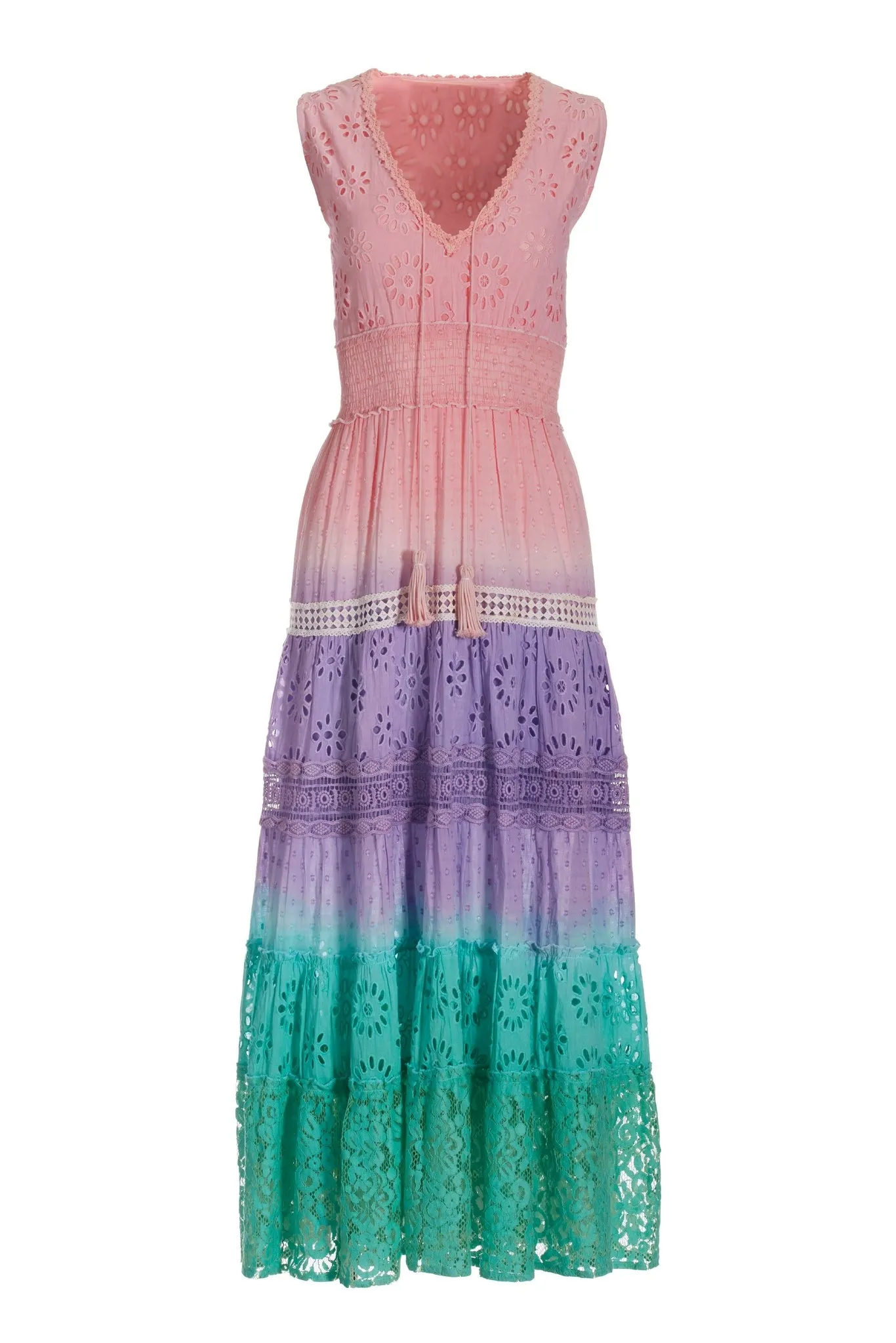 Dip Dyed Eyelet Maxi Dress Pink Multi sold by Boston Proper product image thumbnail 2