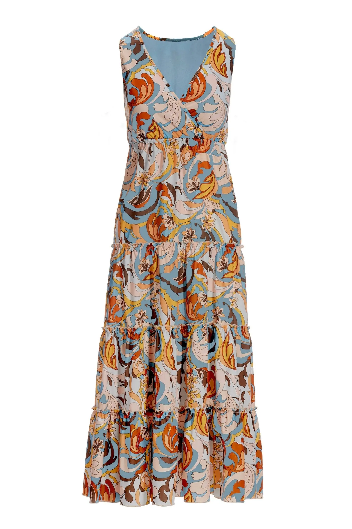Printed Tiered Midi Dress Blue Multi sold by Boston Proper product image thumbnail 2