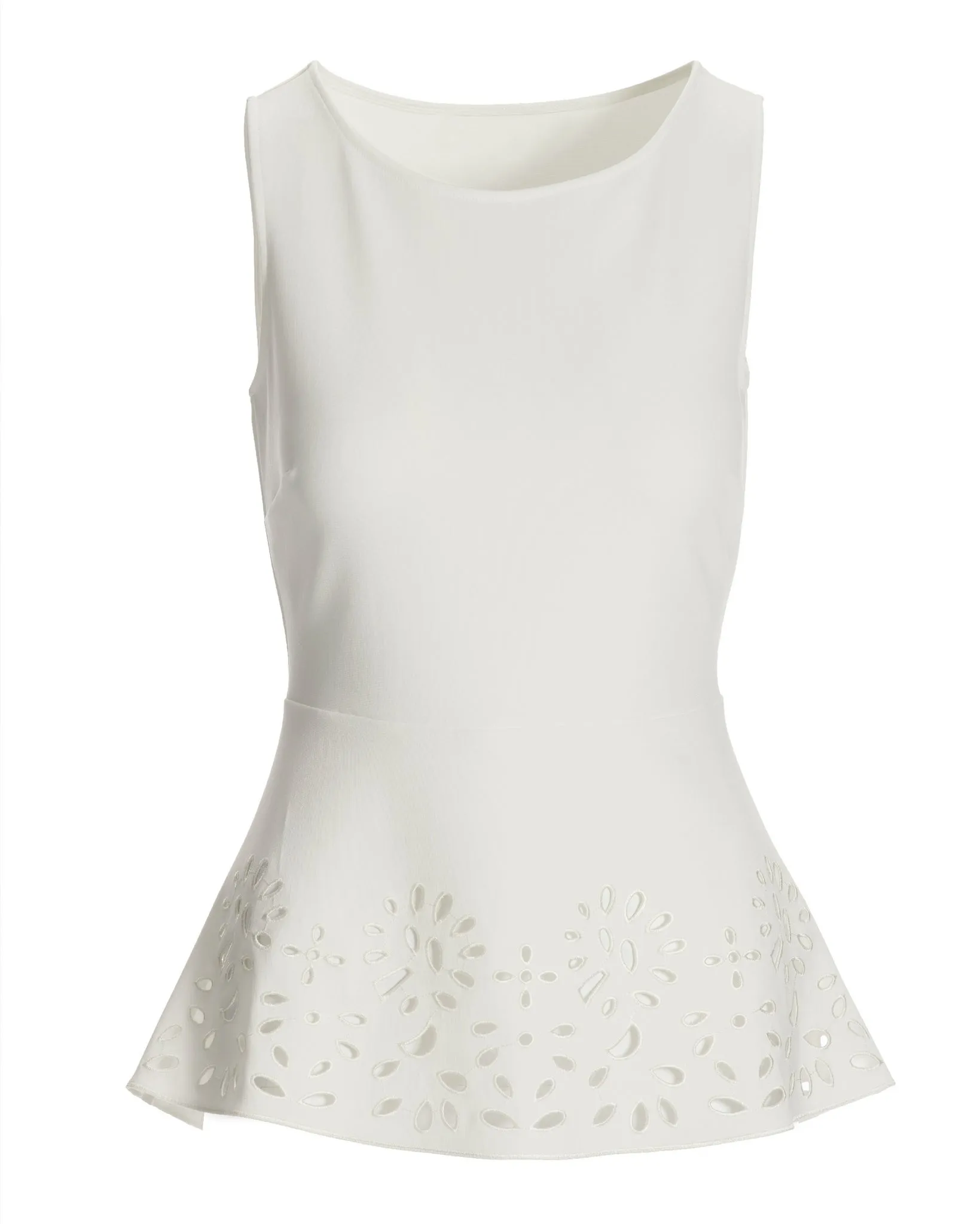 Beyond Travel Laser Cut Sleeveless Peplum Top Ivory Coast sold by Boston Proper product image thumbnail 2