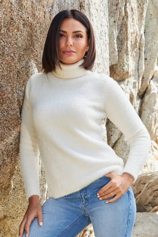 Plush Turtleneck Sweater Off White sold by Boston Proper