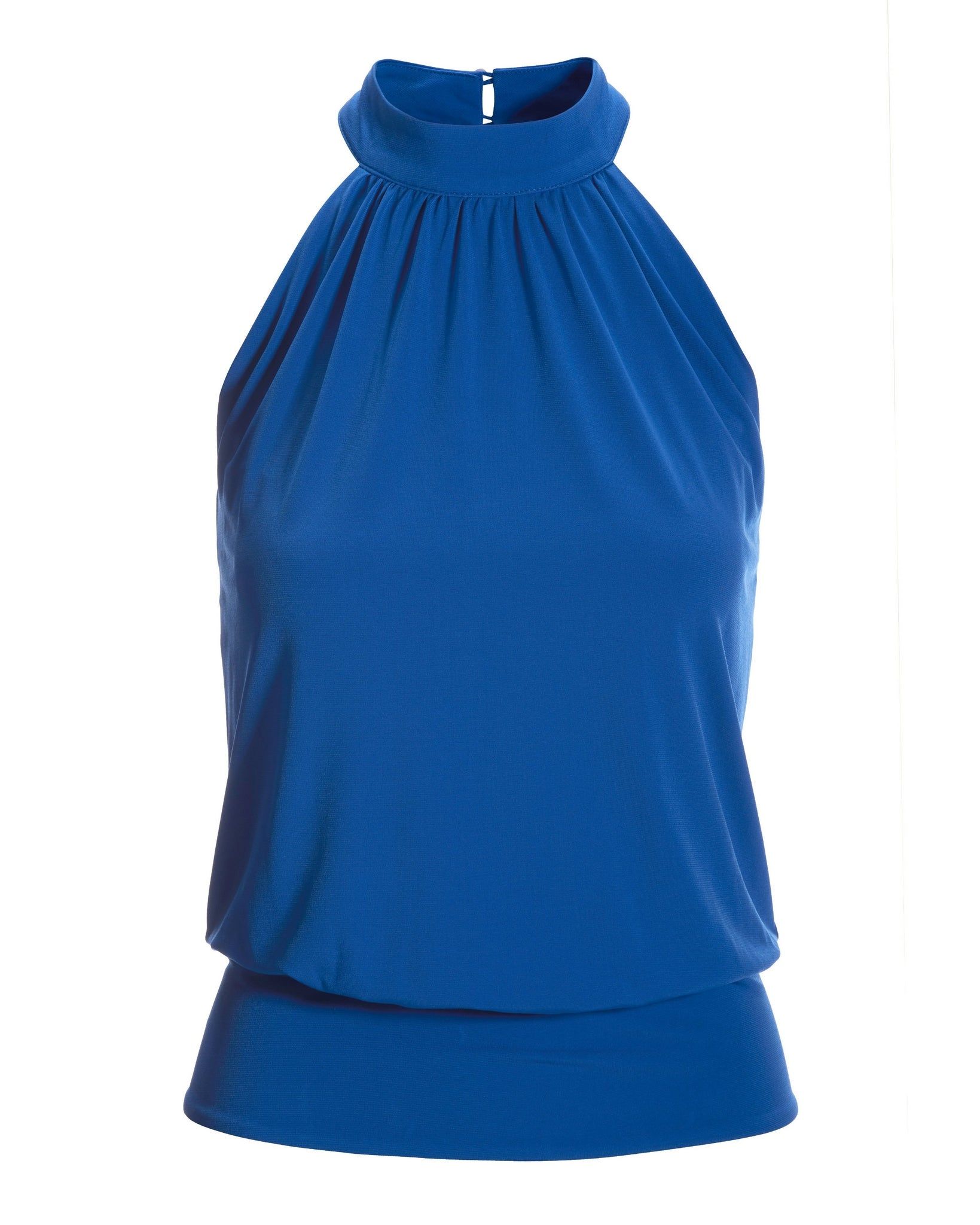 Halter Banded-Bottom Mock-Neck Knit Top Princess Blue sold by Boston Proper product image thumbnail 2