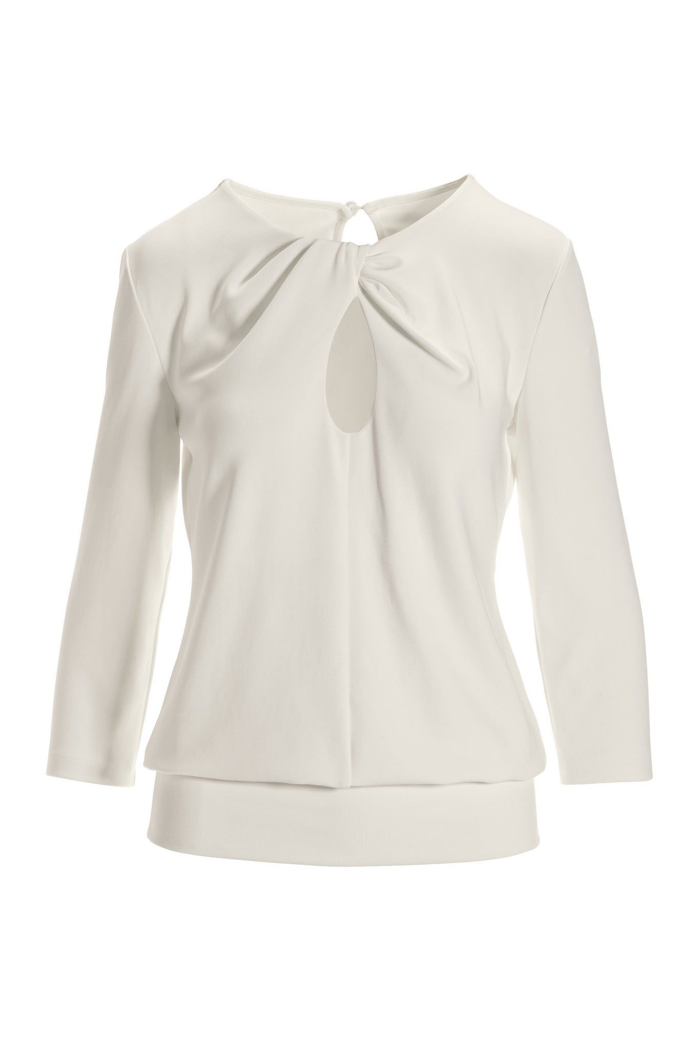 Beyond Travel Twist Keyhole Blouson Top Ivory Coast sold by Boston Proper product image thumbnail 2