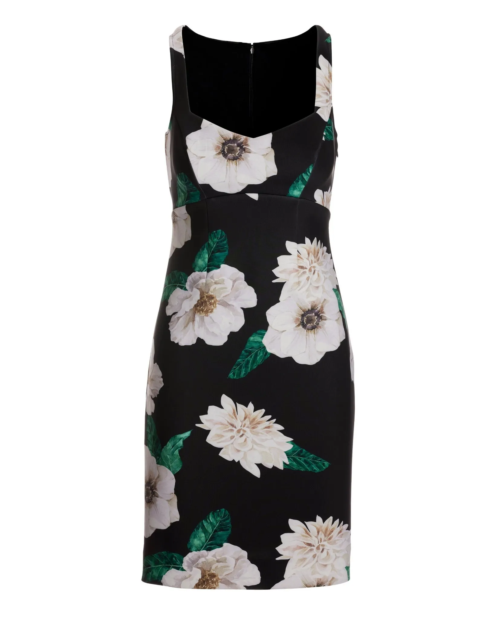 White Fleurs Print Scuba Sheath Dress Black sold by Boston Proper product image thumbnail 2