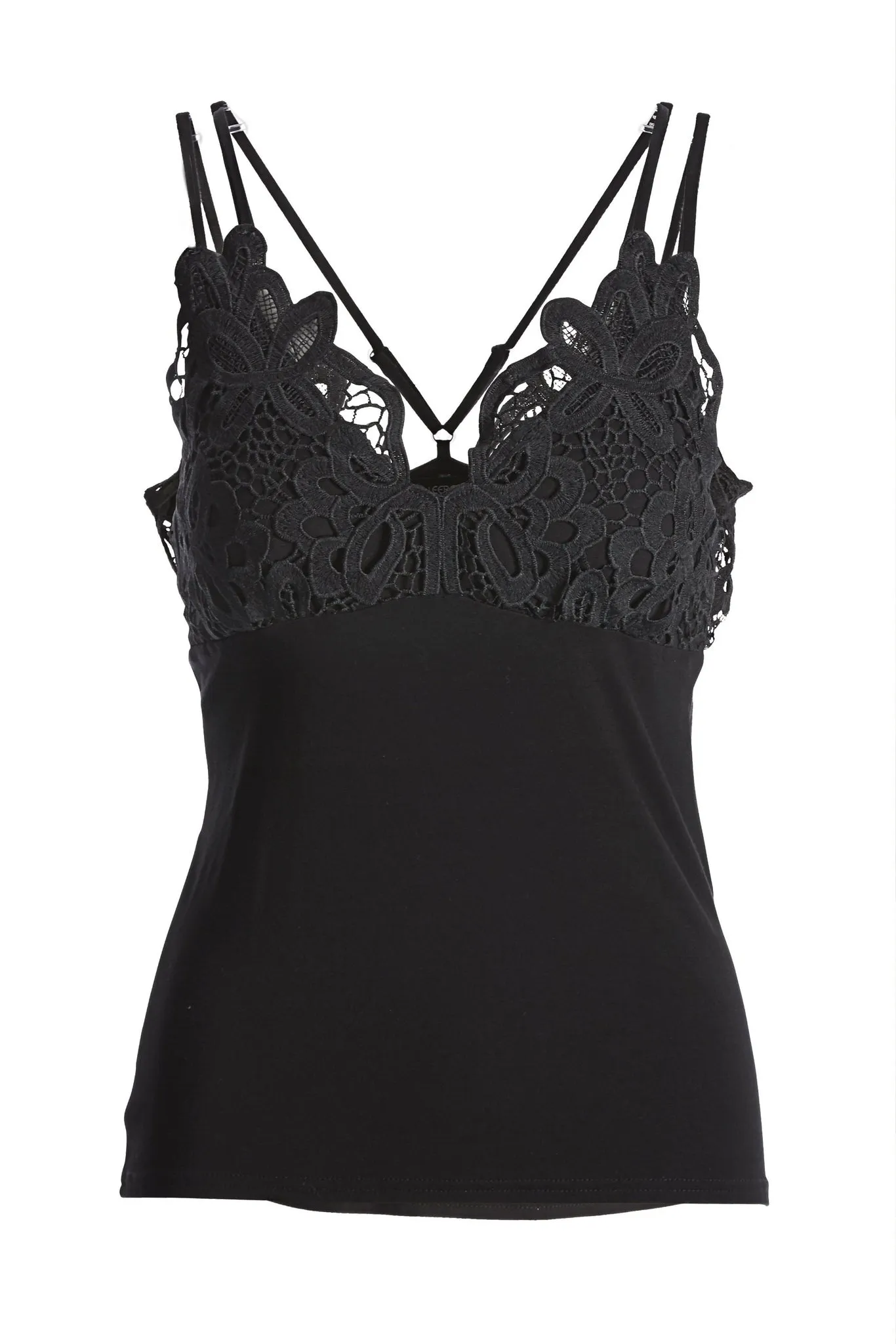 Lace Strappy Tank Top Black sold by Boston Proper product image thumbnail 2