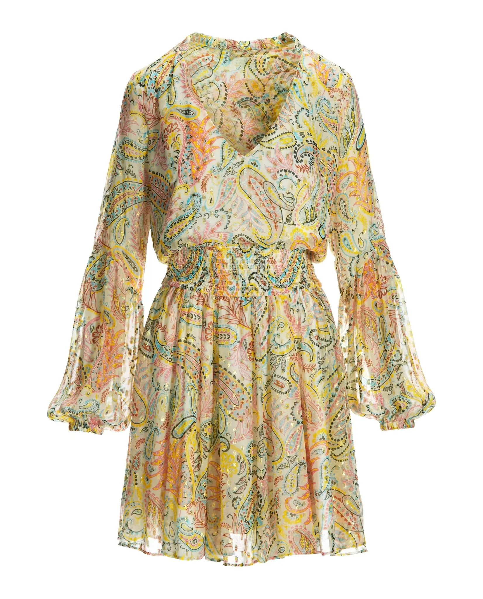 Paisley Print Smocked Peasant Dress Pink Multi sold by Boston Proper product image thumbnail 2