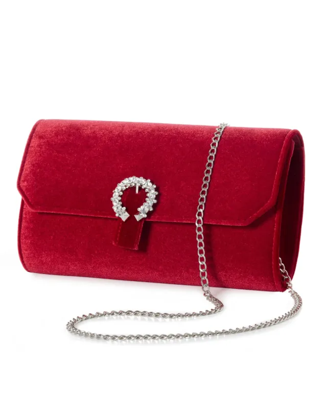 Velvet Embellished Clutch Red sold by Boston Proper