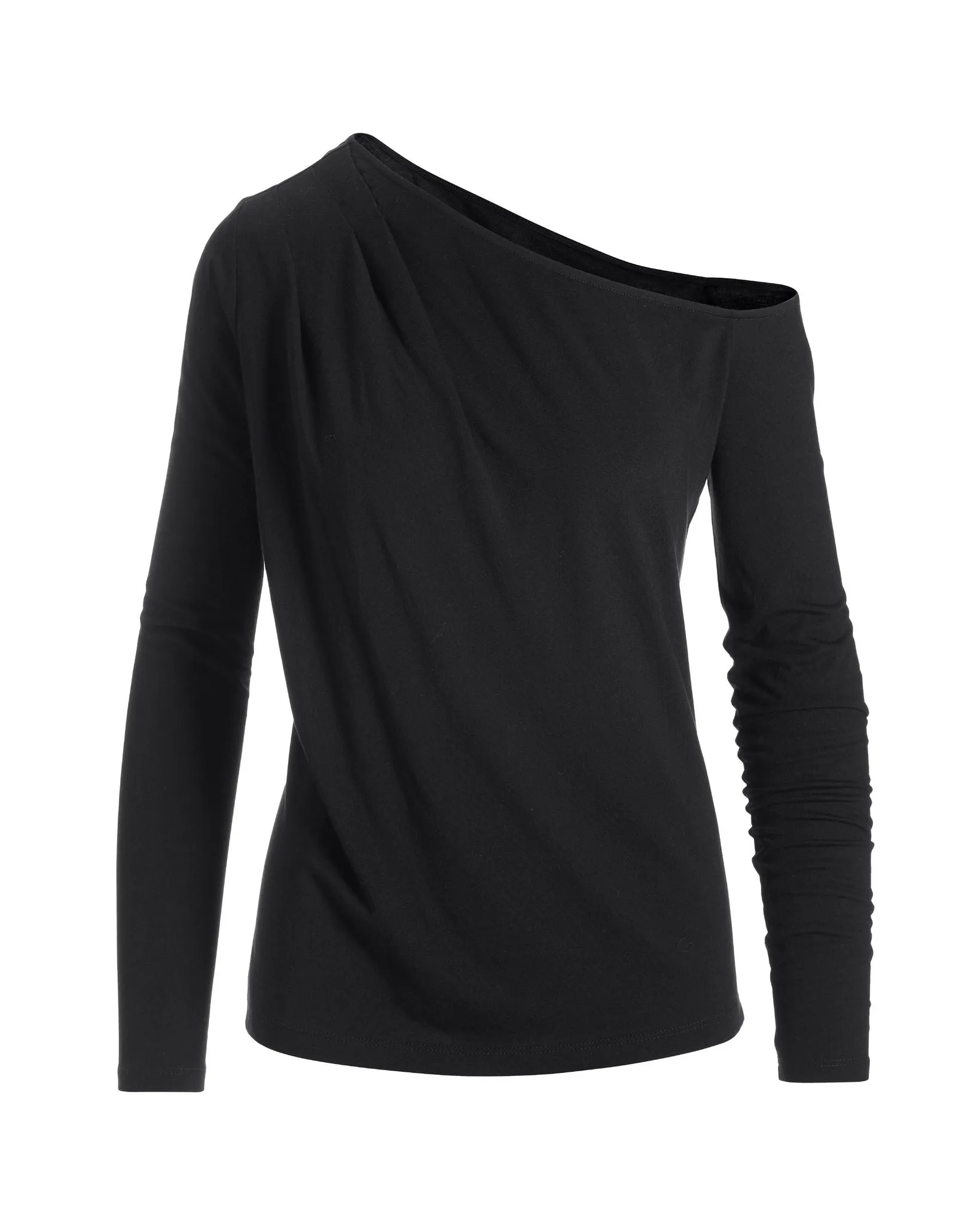 Slouchy Long-Sleeve Knit Tee Black sold by Boston Proper product image thumbnail 2