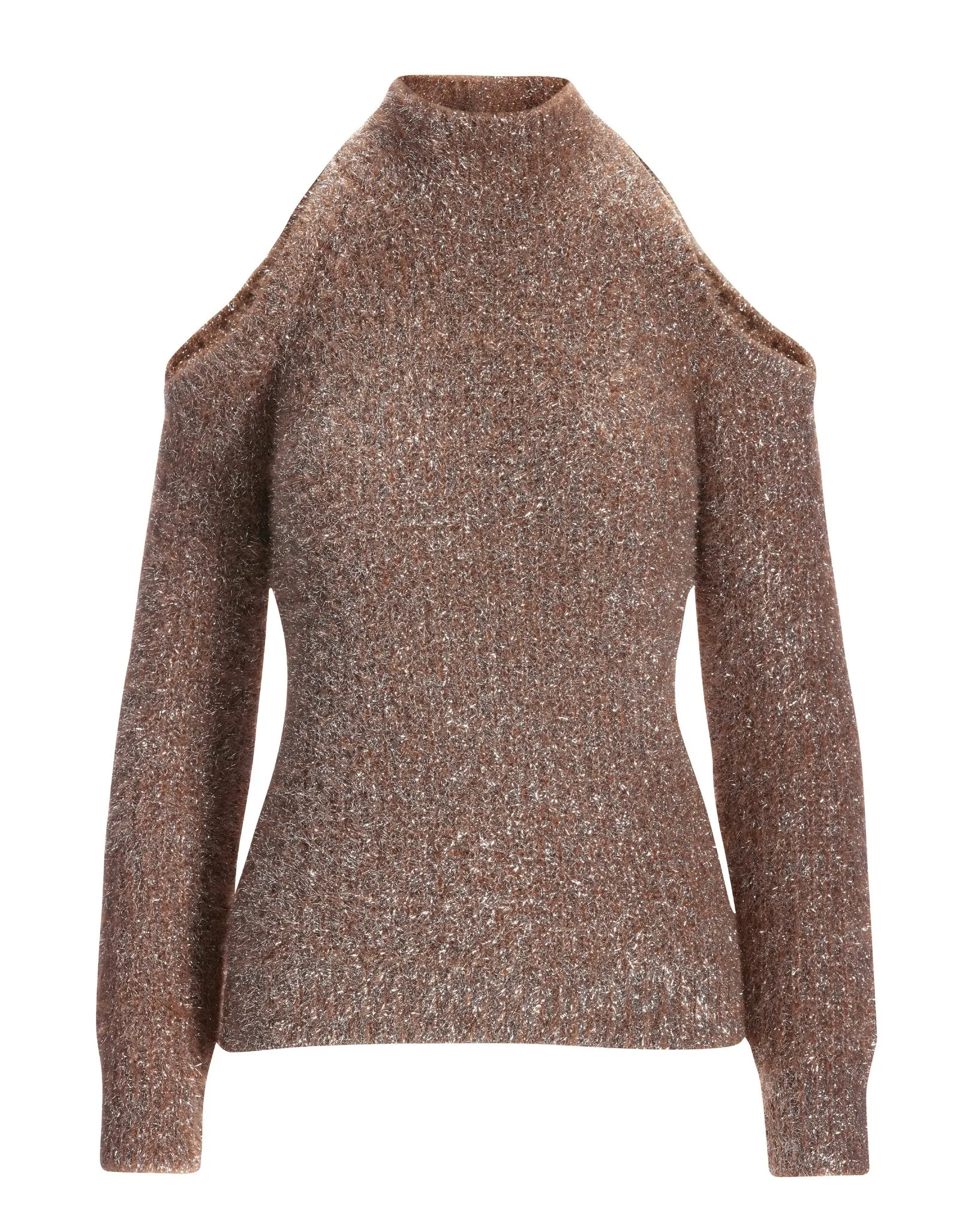 Metallic Plush Cold Shoulder Sweater Natural/Silver sold by Boston Proper product image thumbnail 2