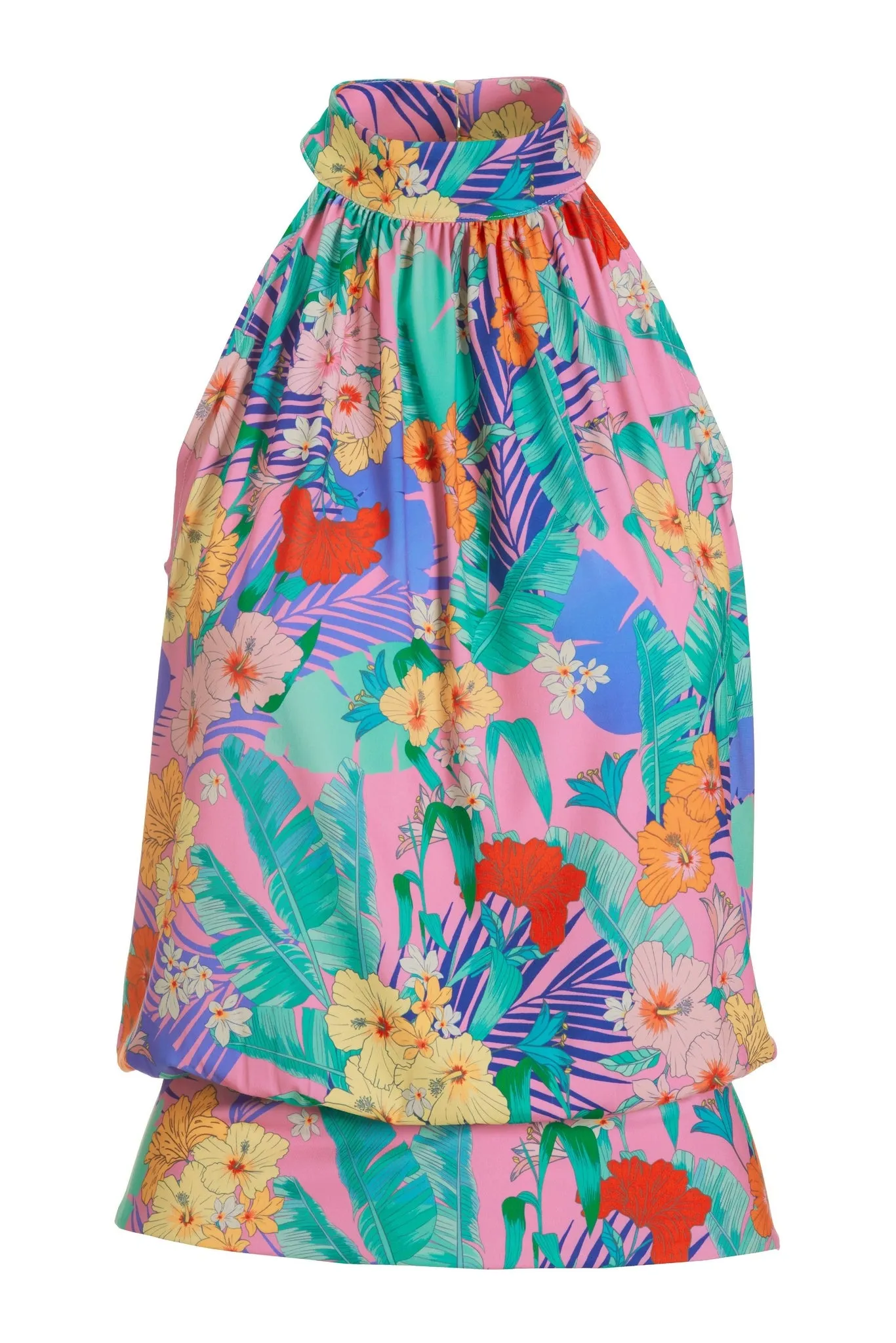 Tropical Mock Neck Halter Banded Bottom Top Multi sold by Boston Proper product image thumbnail 2