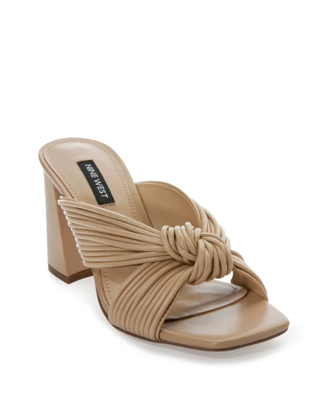 Knotted Block Heel Sandal Tan sold by Boston Proper