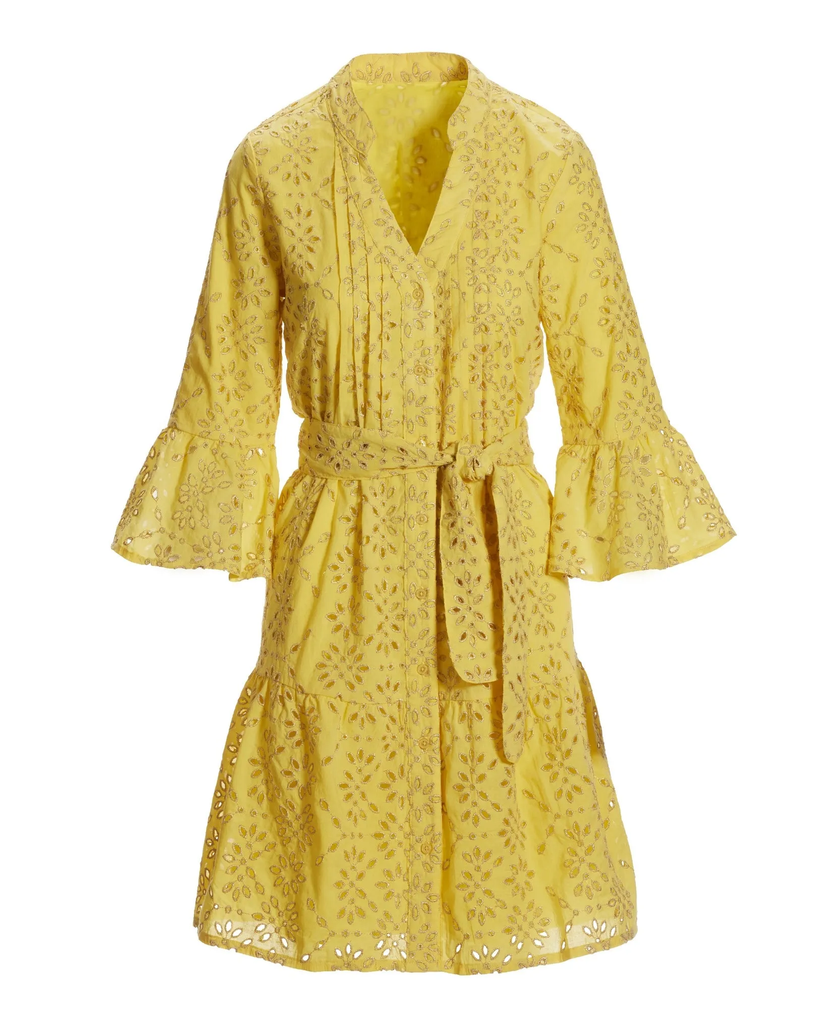 Shimmer eyelet Fit and Flare Dress Lemon Drop sold by Boston Proper product image thumbnail 2