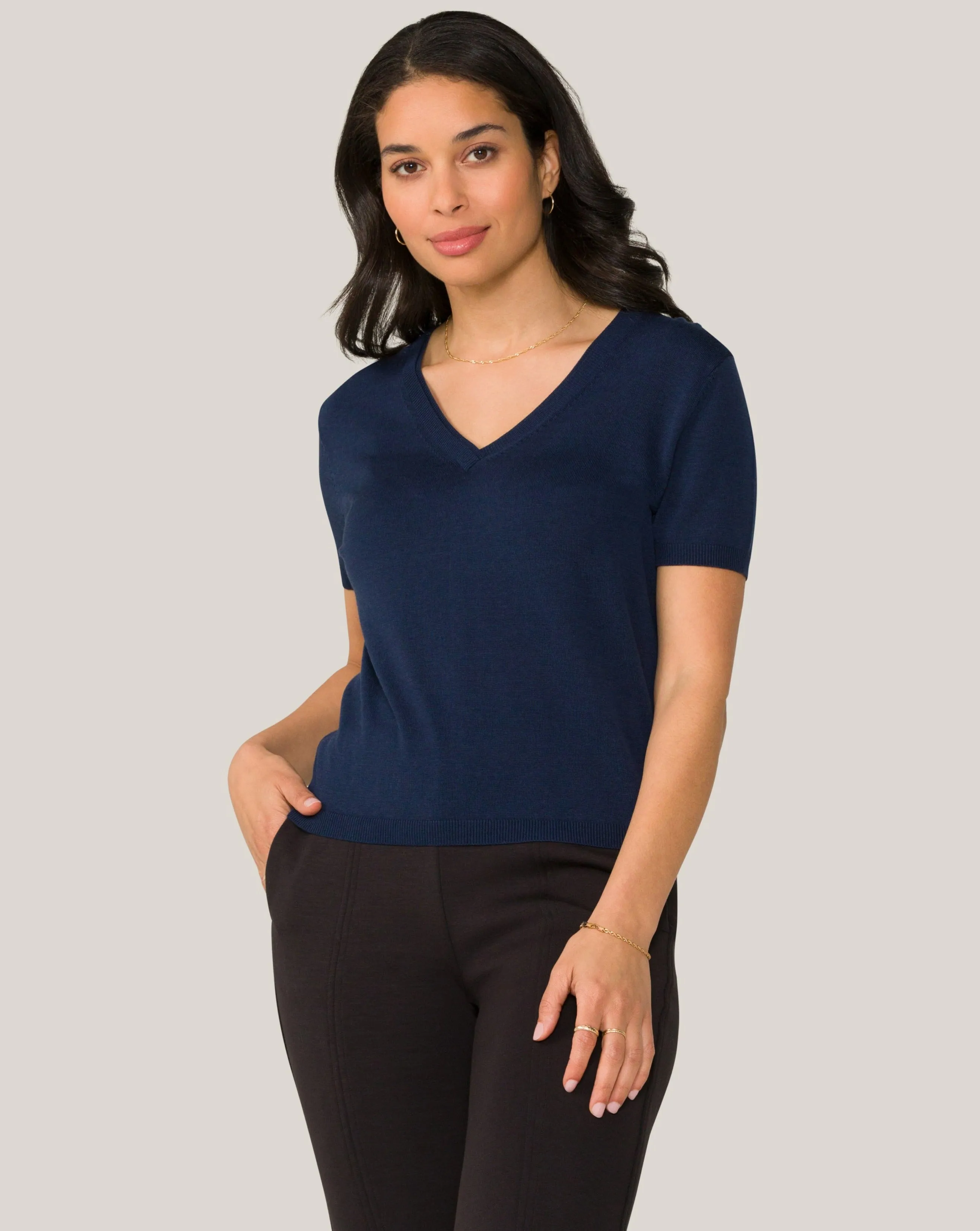 Vida Knit Tee Navy sold by Boston Proper product image thumbnail 3