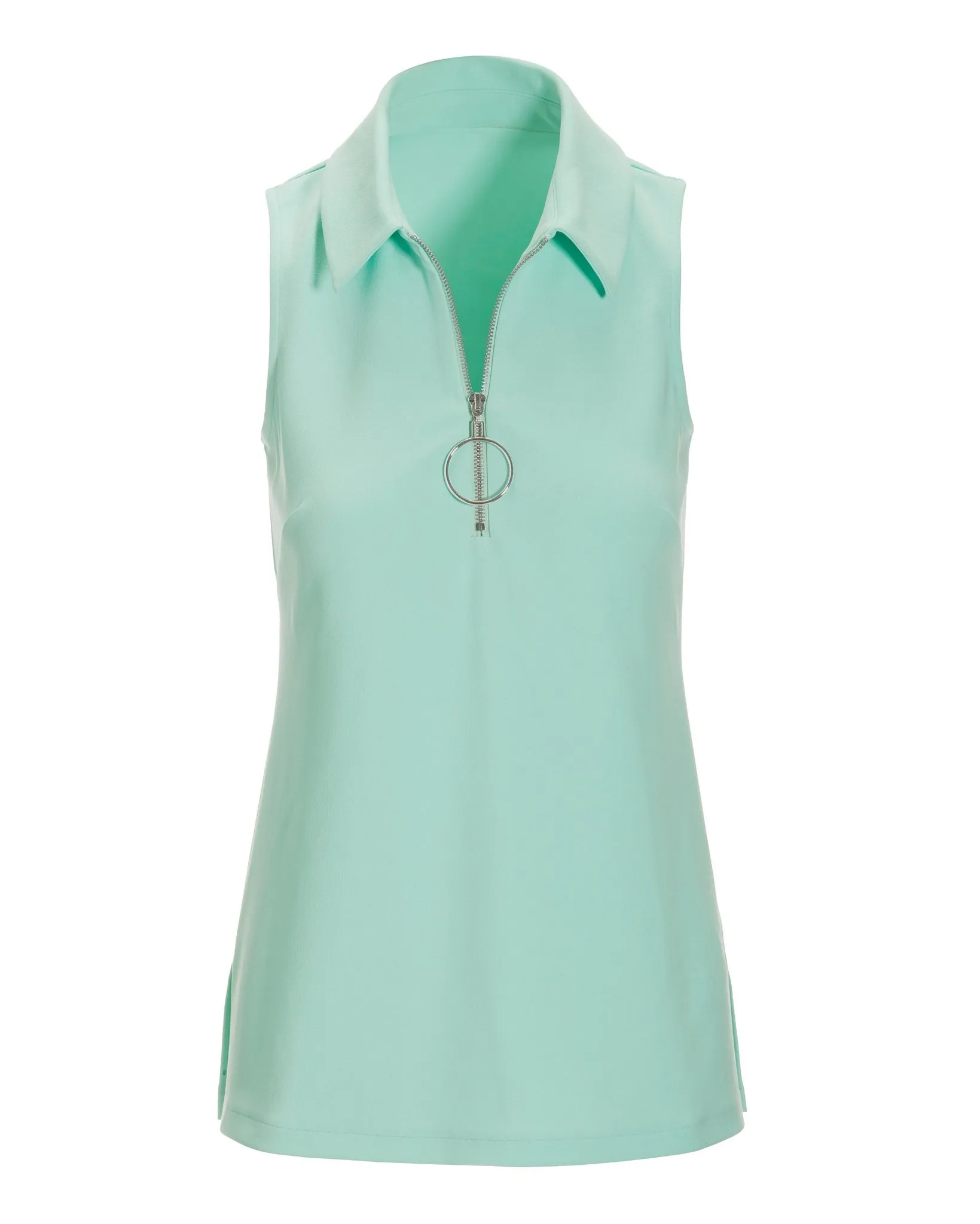 Collared Zip-Up Sleeveless Knit Top Blue Light sold by Boston Proper product image thumbnail 2
