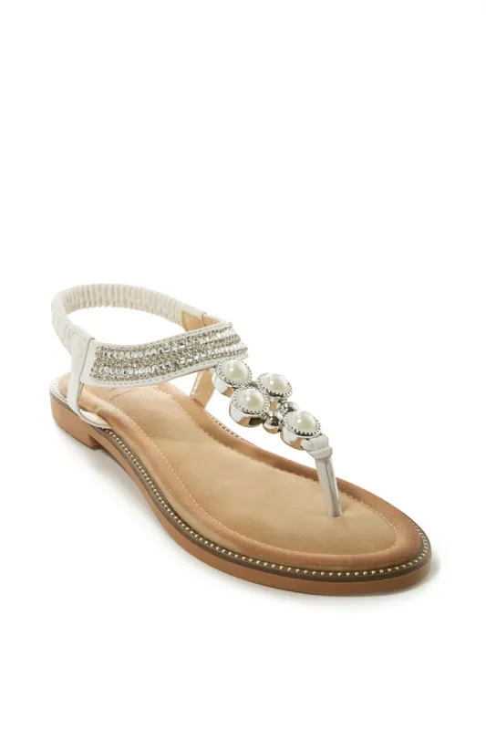 Pearl Back Strap Sandal White Multi sold by Boston Proper
