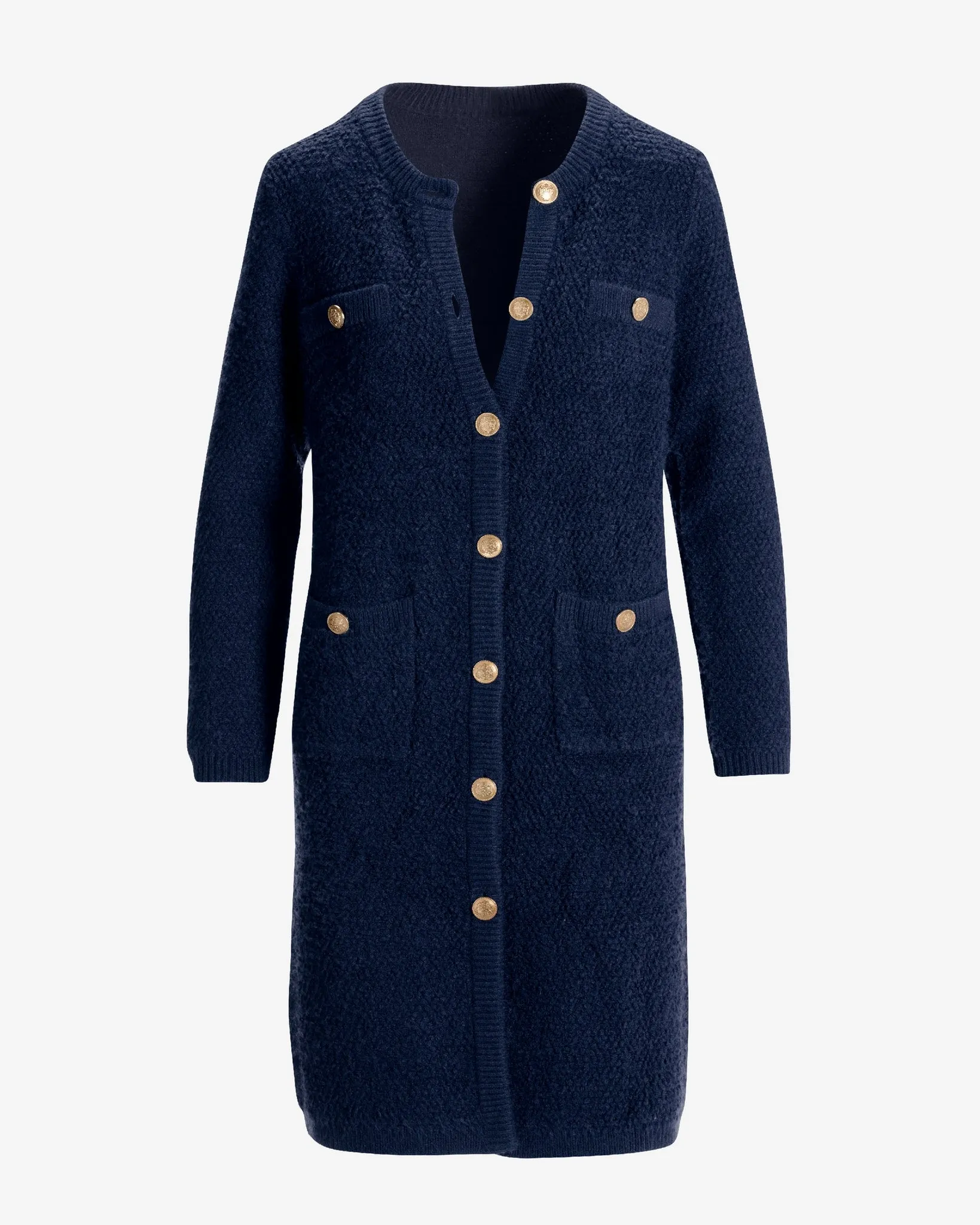 Textured Button Detail Sweater Duster Navy sold by Boston Proper product image thumbnail 2