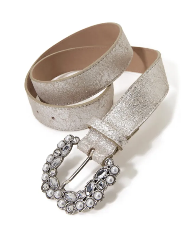 Pearl And Embellished Belt Silver sold by Boston Proper
