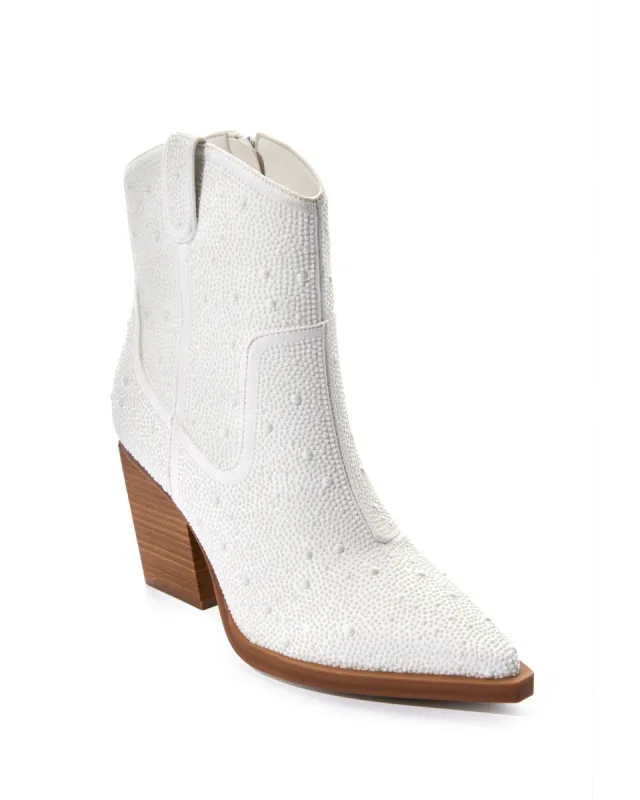 Western Pearl Ankle Bootie White sold by Boston Proper
