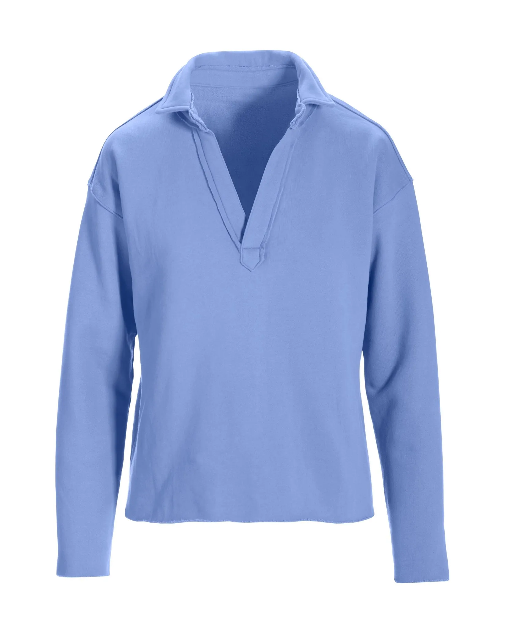 Collared V Neck Lounge Sweatshirt Hydrangea Blue sold by Boston Proper product image thumbnail 2