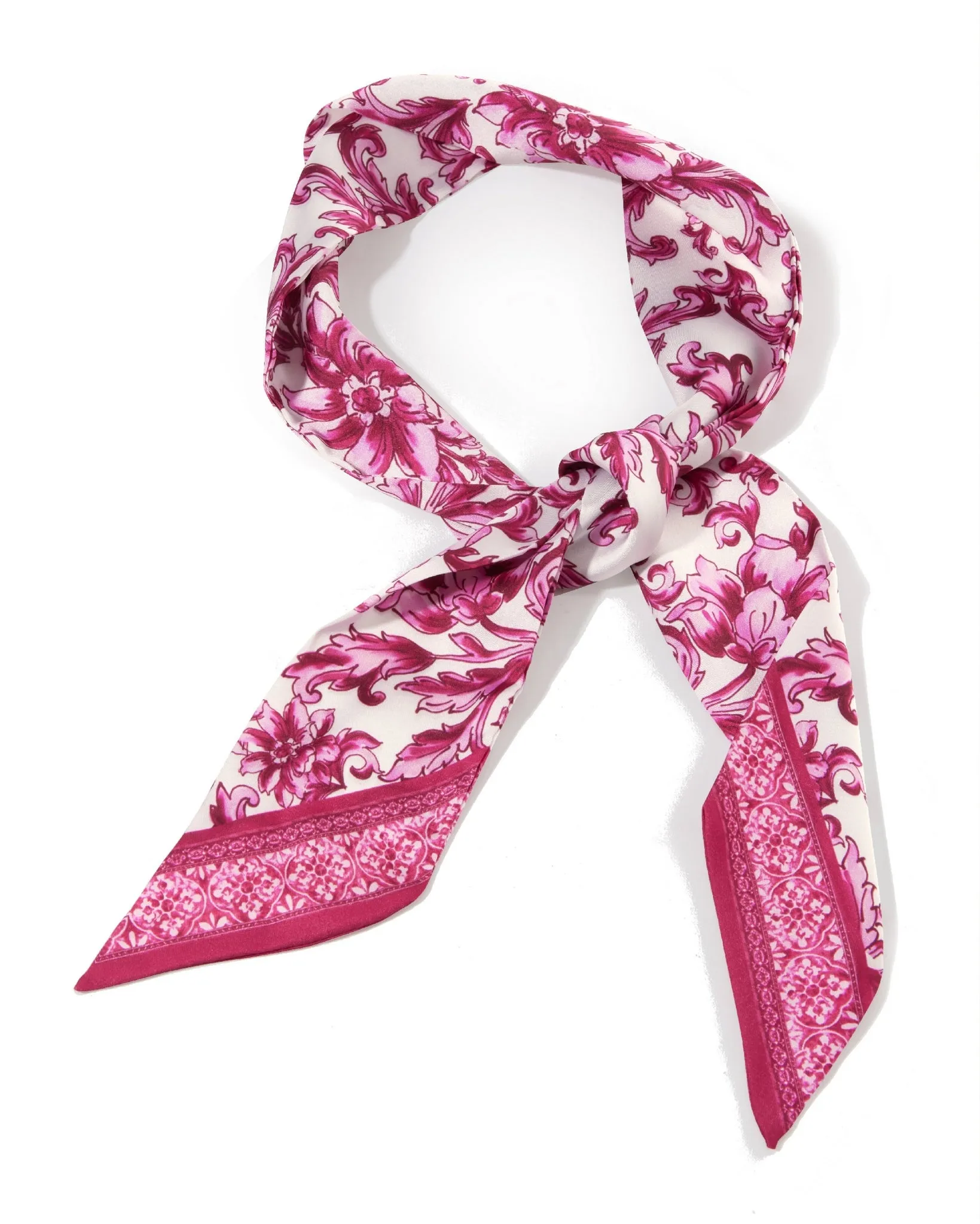 Status Border Print Scarf Pink Multi sold by Boston Proper