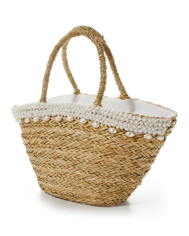 Pearl Straw Handbag Natural/White sold by Boston Proper