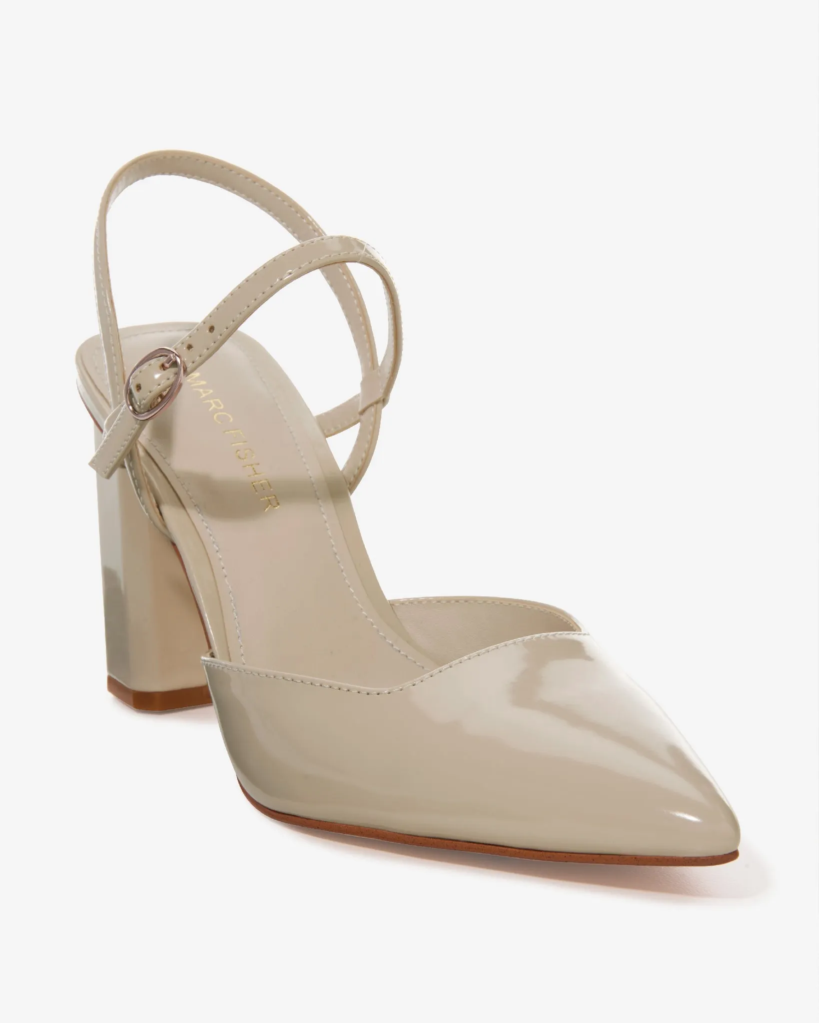 Pointed Toe Ankle Strap Block Heel Cream sold by Boston Proper