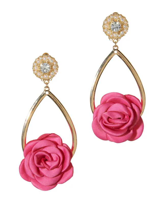 Pearl and Floral Earring Pink sold by Boston Proper