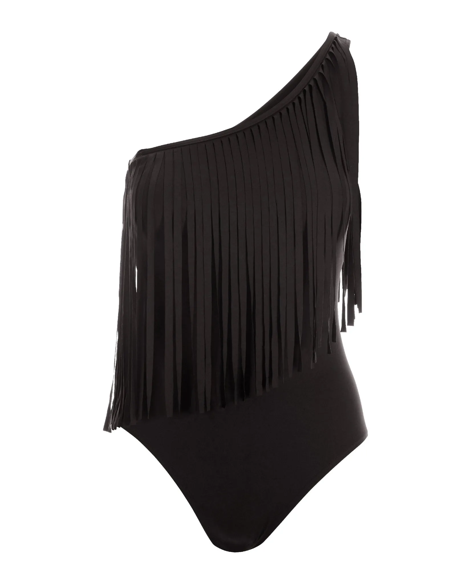 One Shoulder Fringe One Piece Swimsuit Black sold by Boston Proper product image thumbnail 2