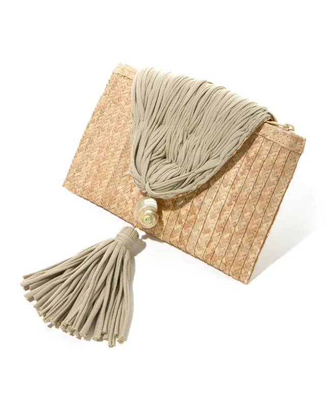 Macrame Raffia Shell Clutch Natural sold by Boston Proper