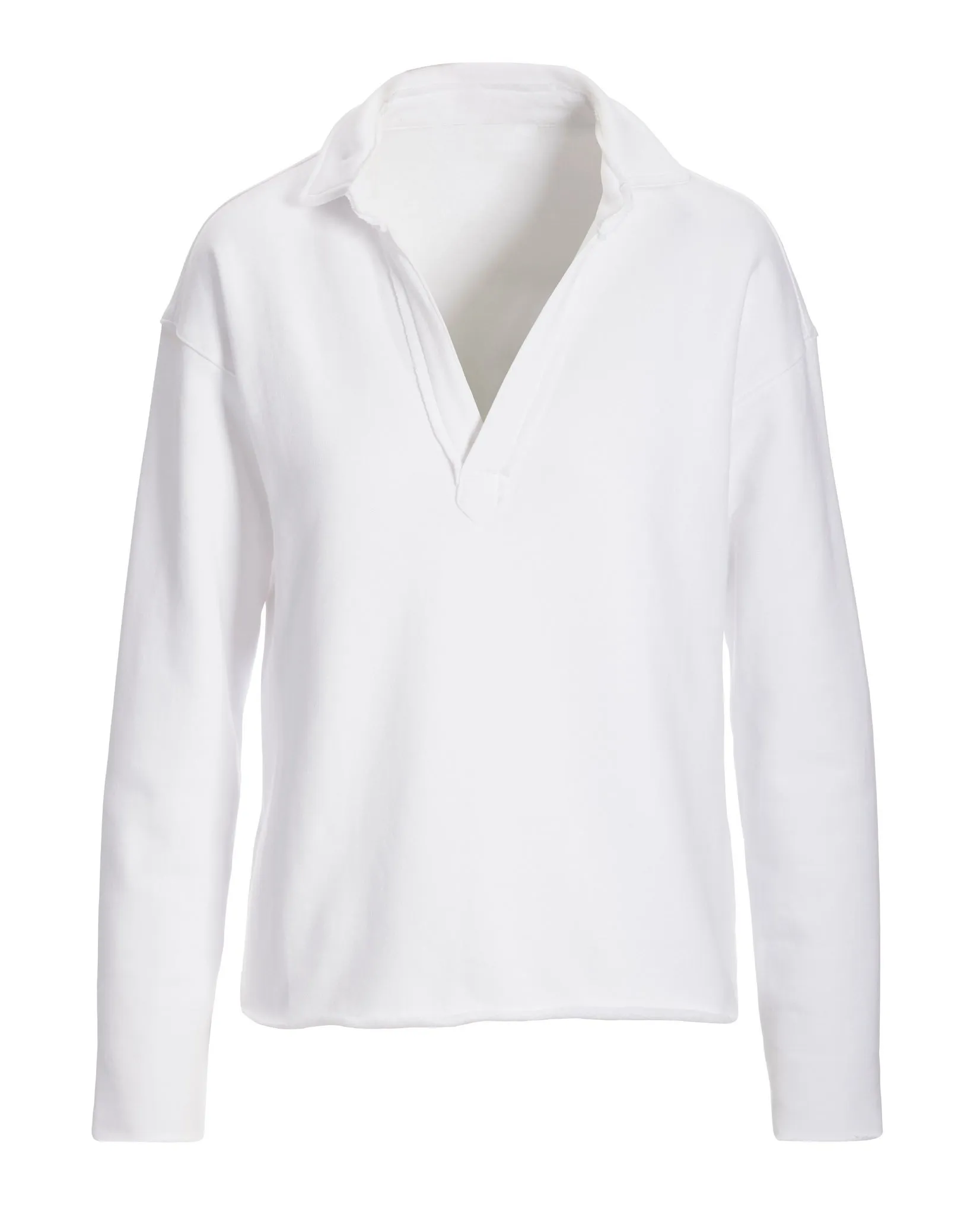 Cotton Comfort Collared V Neck Lounge Sweatshirt White sold by Boston Proper product image thumbnail 2