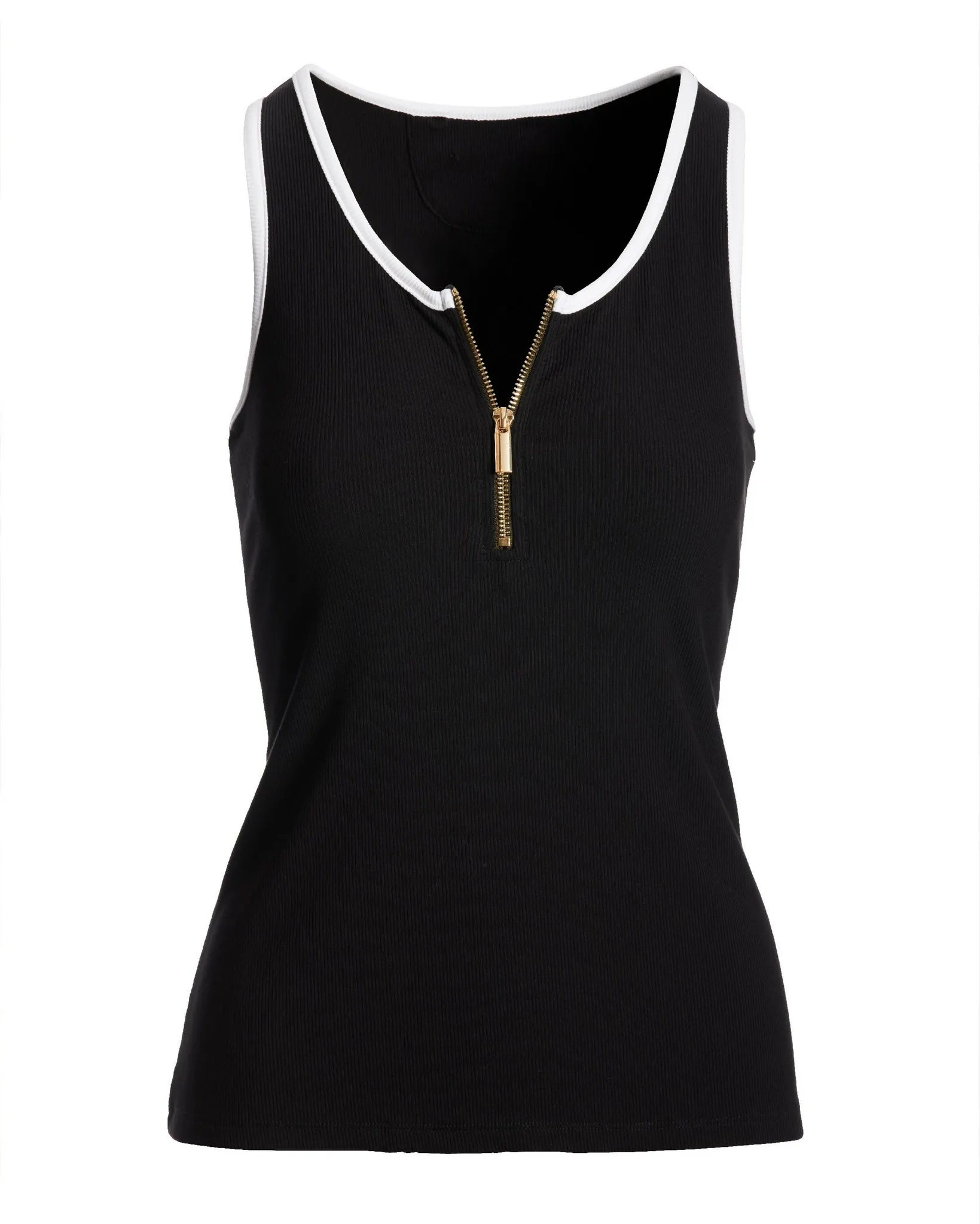 So Essential Contrast Zip Up Tank Proper Black sold by Boston Proper product image thumbnail 2