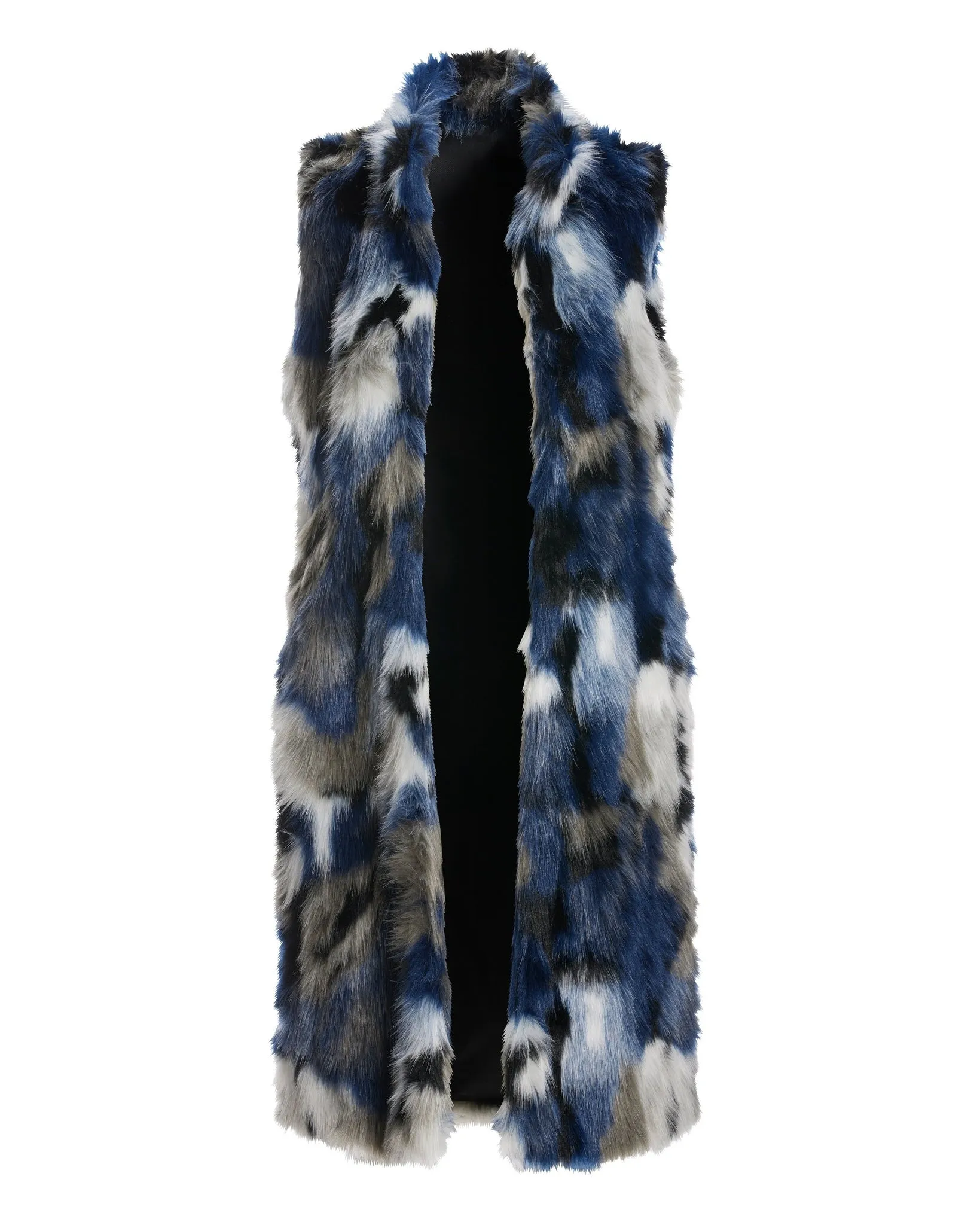 Multi Color Faux Fur Vest Blue Multi sold by Boston Proper product image thumbnail 2