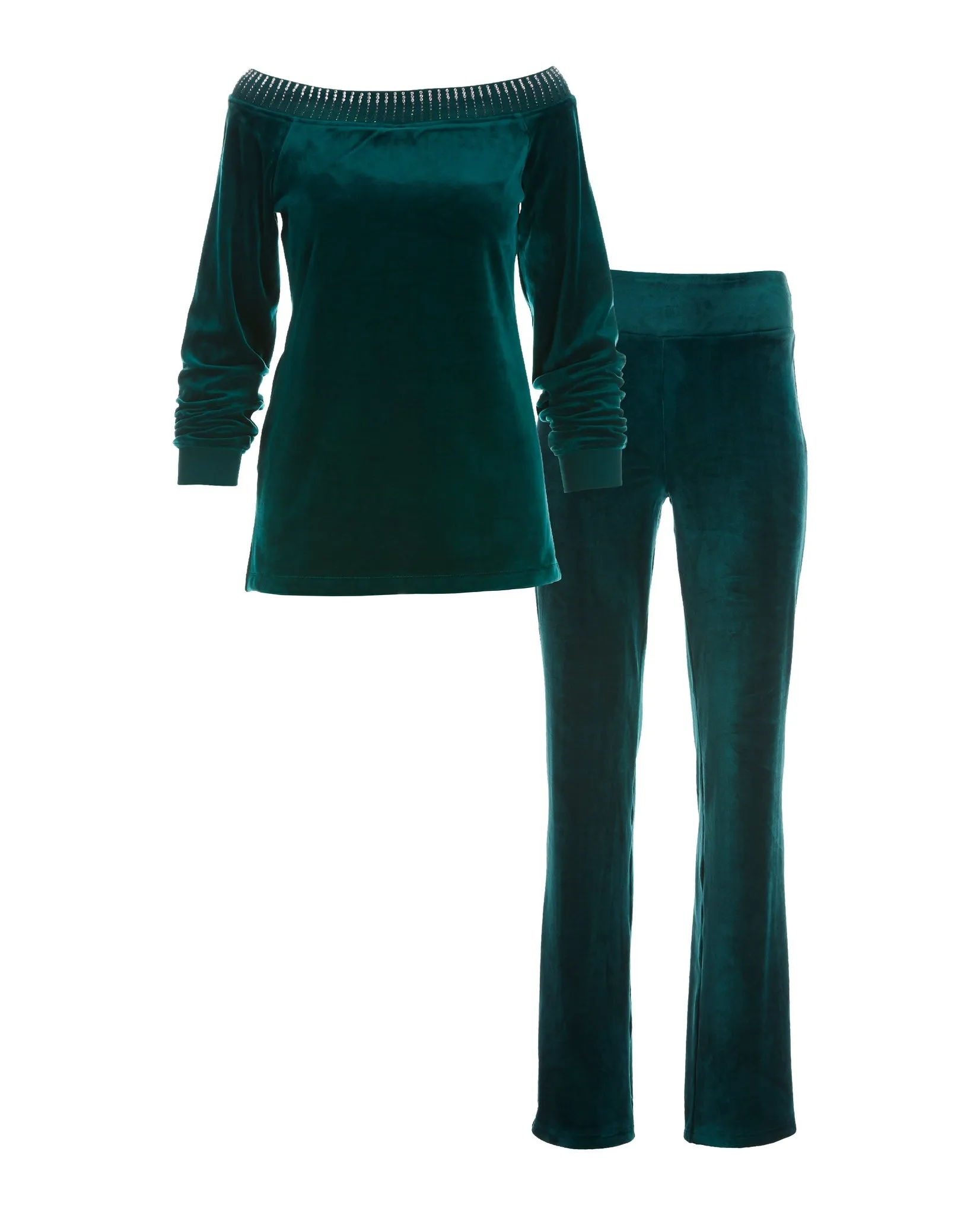Embellished Velour Slouchy Set Green sold by Boston Proper product image thumbnail 2