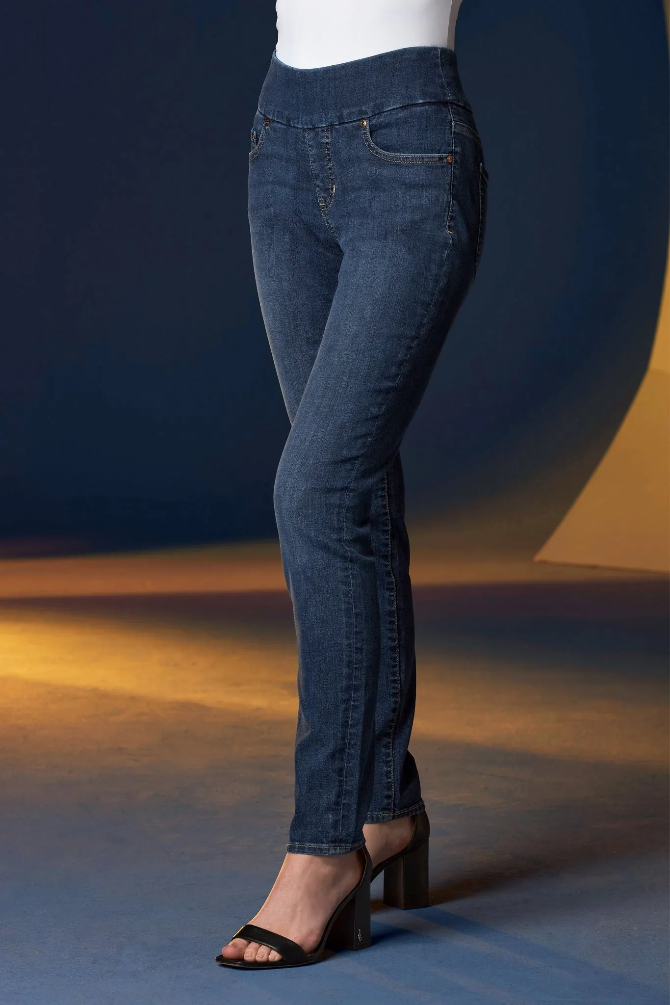 Nora Skinny Pull On Jean Ii Med Wash Denim sold by Boston Proper