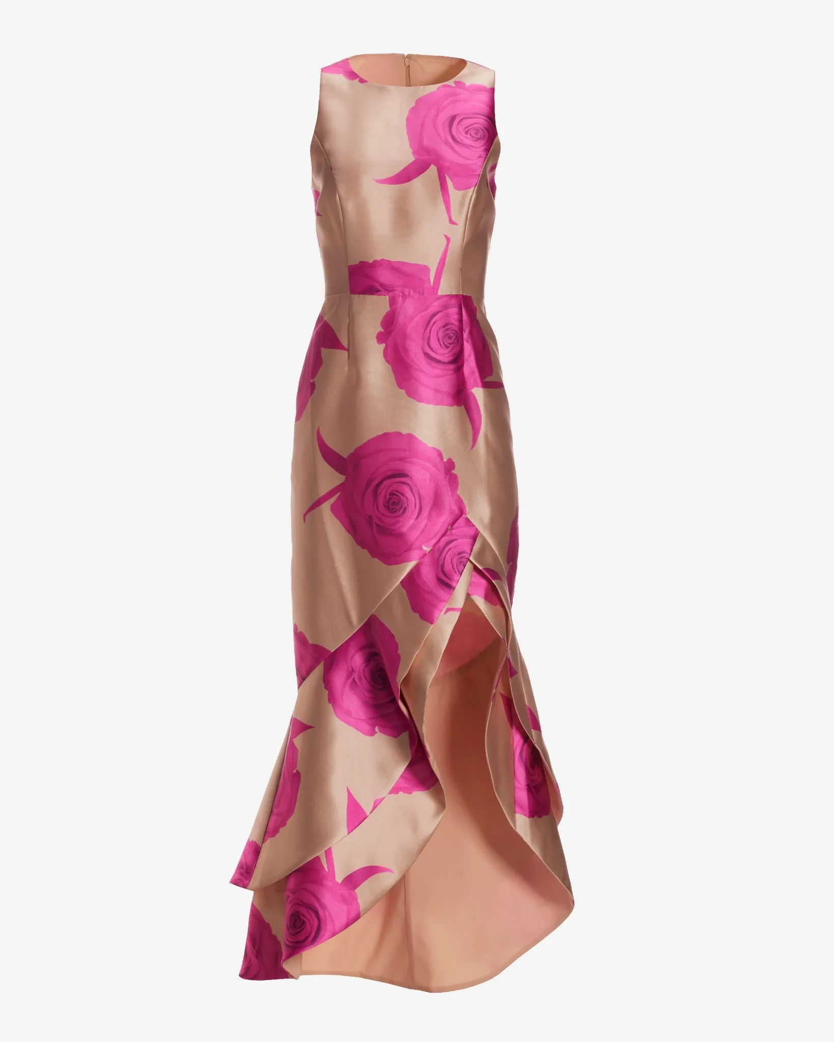 Exploded Rose Print High Neck Ruffle Gown Pink Multi sold by Boston Proper product image thumbnail 2