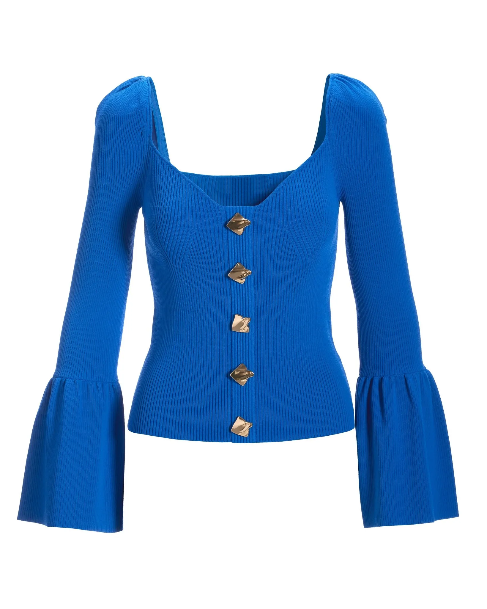 Flare Sleeve Sweetheart Ribbed Faux Cardigan Princess Blue sold by Boston Proper product image thumbnail 2