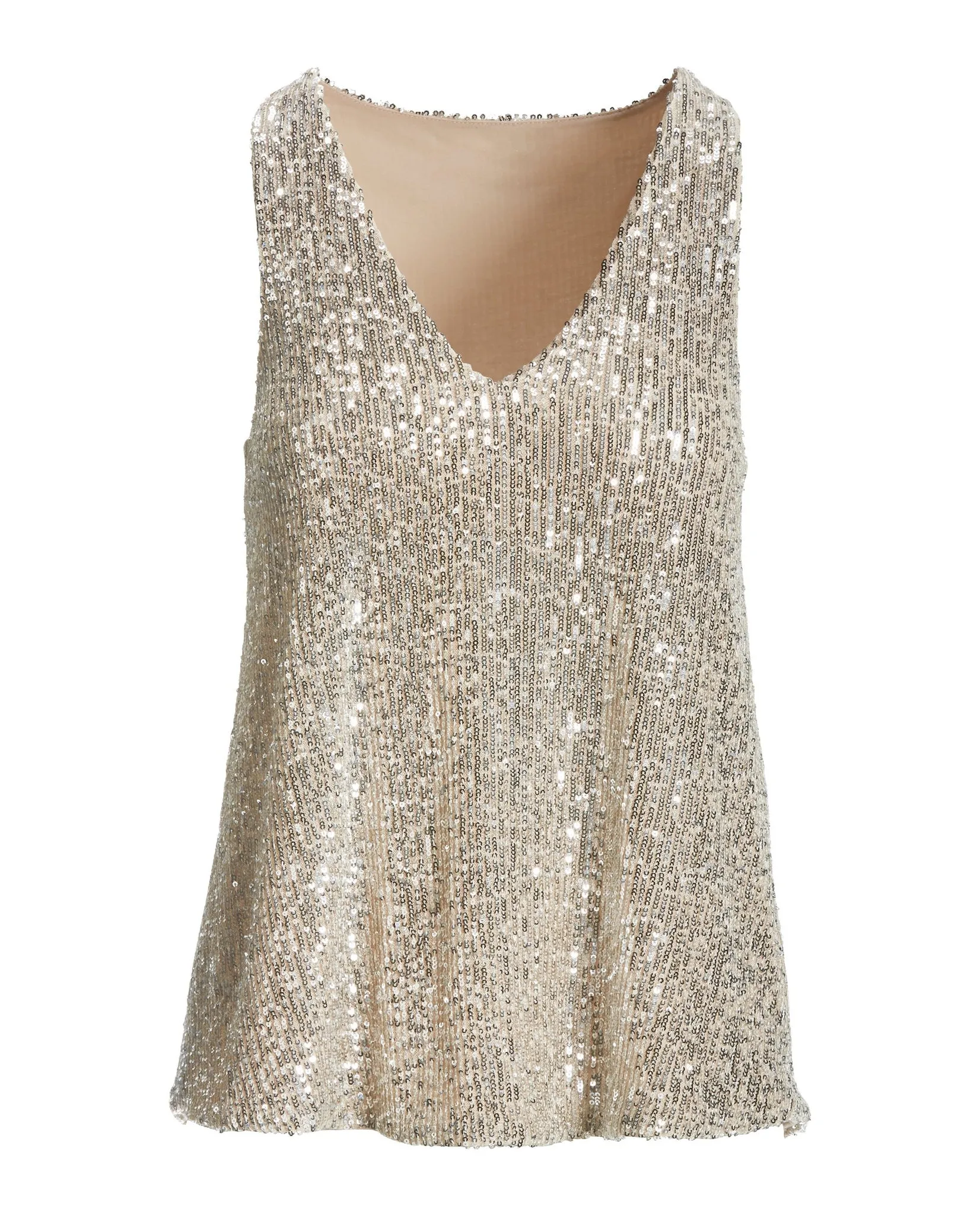 Sequin Knit Tank Top Champagne sold by Boston Proper product image thumbnail 2
