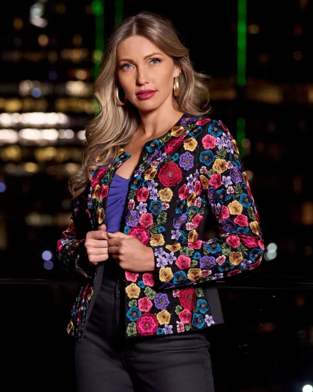 Hand Beaded and Embroidered Floral Jacket Multi sold by Boston Proper