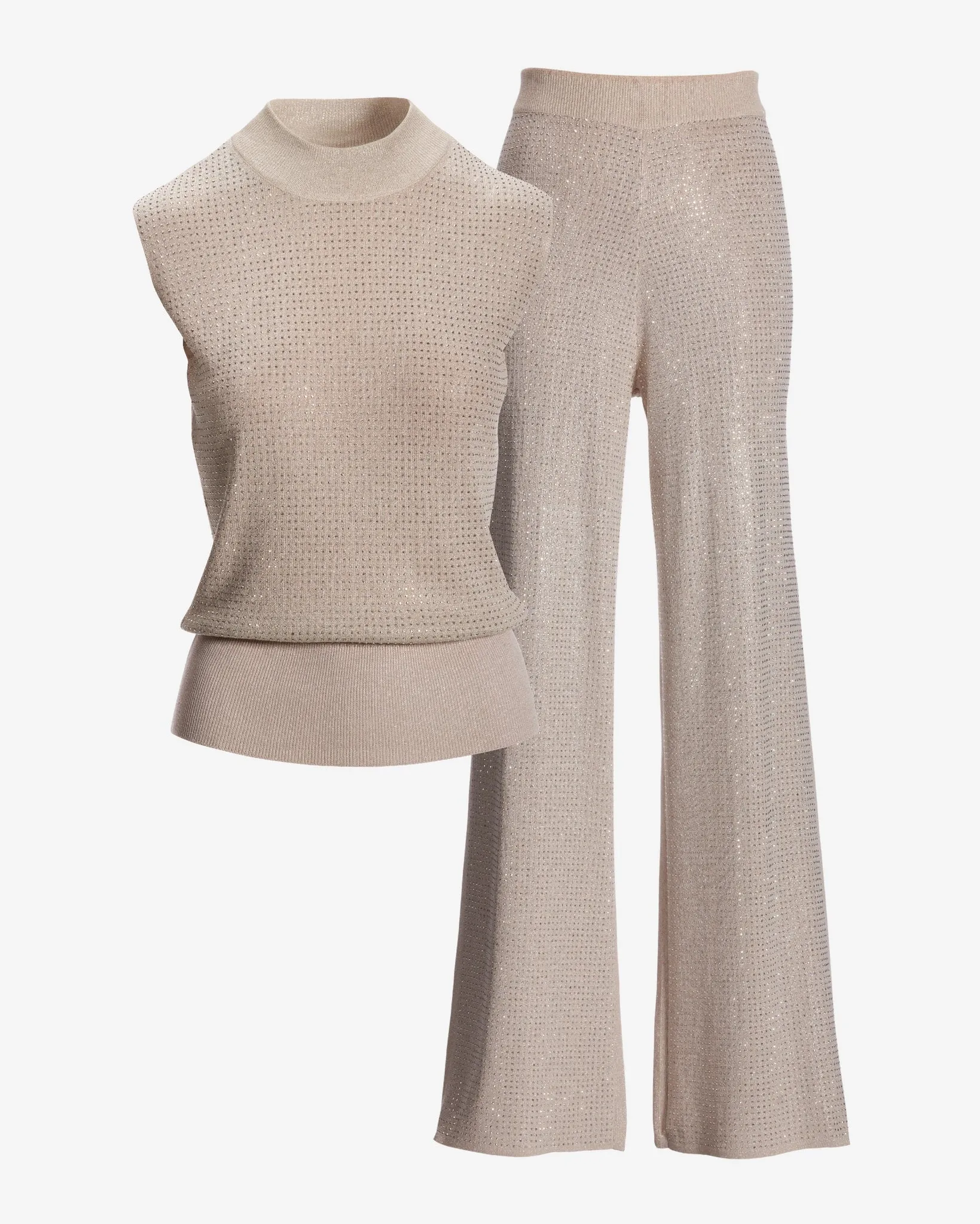 Mock Neck Rhinestone Lounge Set Champagne sold by Boston Proper product image thumbnail 2