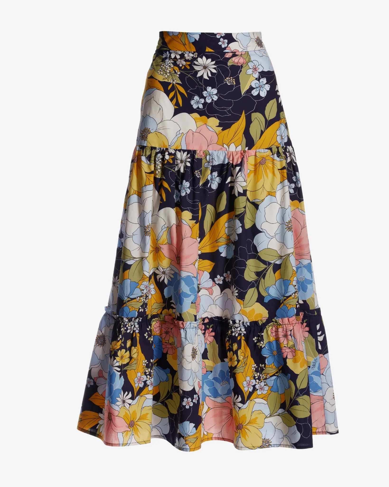 Nantucket Fleurs Print Poplin Midi Skirt Navy sold by Boston Proper product image thumbnail 2