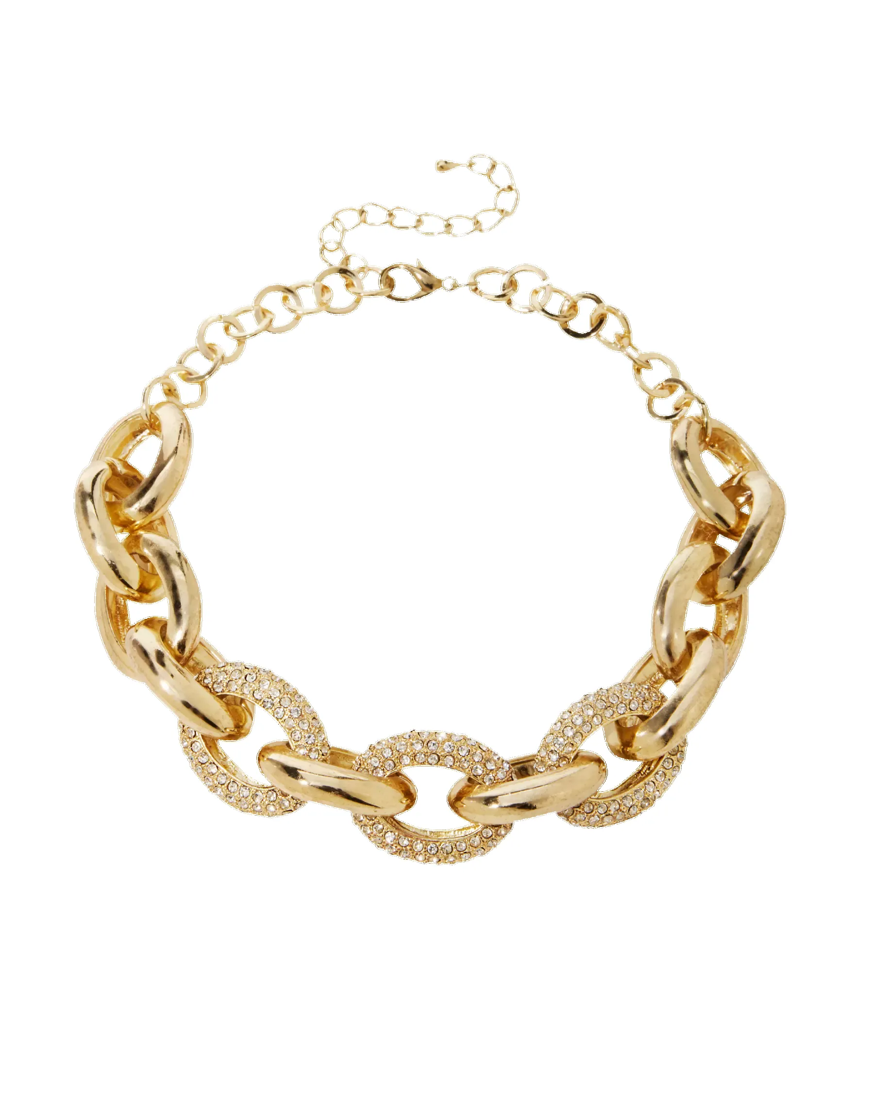 Gold & Sparkling Crystals Chain Link Necklace Gold/Gold sold by Boston Proper